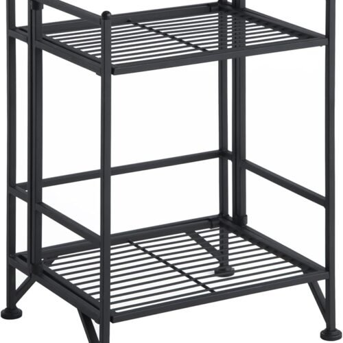 Shelves - 2-Tier Folding Metal Storage Shelves, Closet Organizer for Office, Laundry Room, Bedroom, Garage, Kitchen, Bathroom, Black