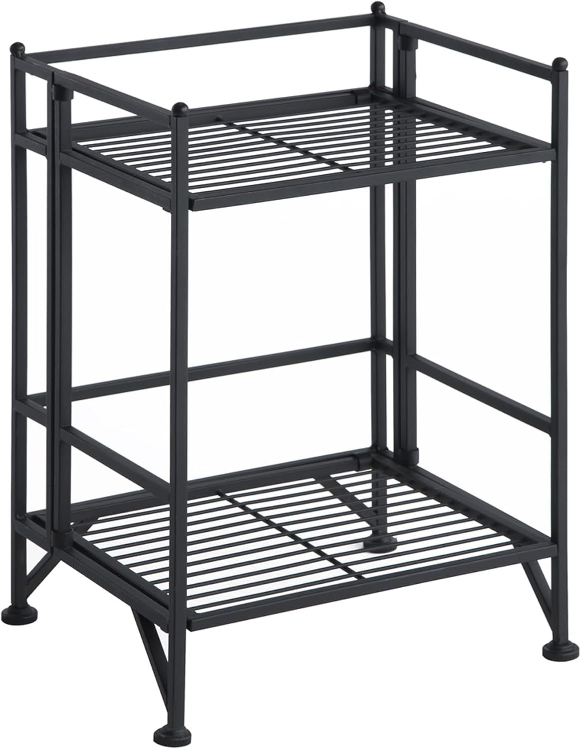Shelves - 2-Tier Folding Metal Storage Shelves, Closet Organizer for Office, Laundry Room, Bedroom, Garage, Kitchen, Bathroom, Black