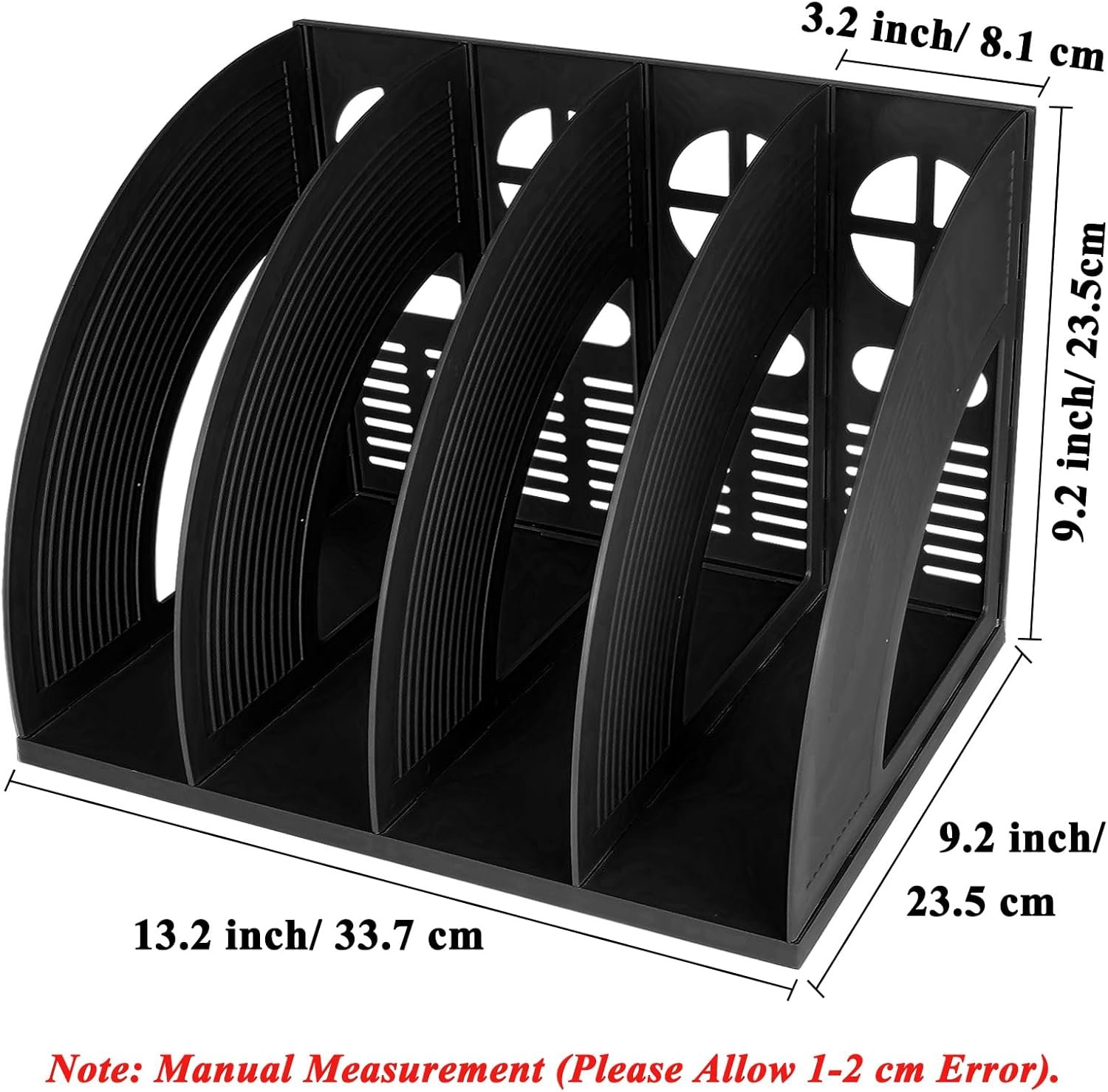 Sturdy Magazine Holder 4 Compartments Plastic Desktop File Organizer File Dividers Office Organizer Storage Document Magaizne Rack Display Box (Black) - Image 2